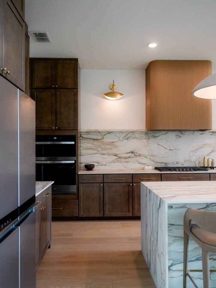 luxury walnut marble island