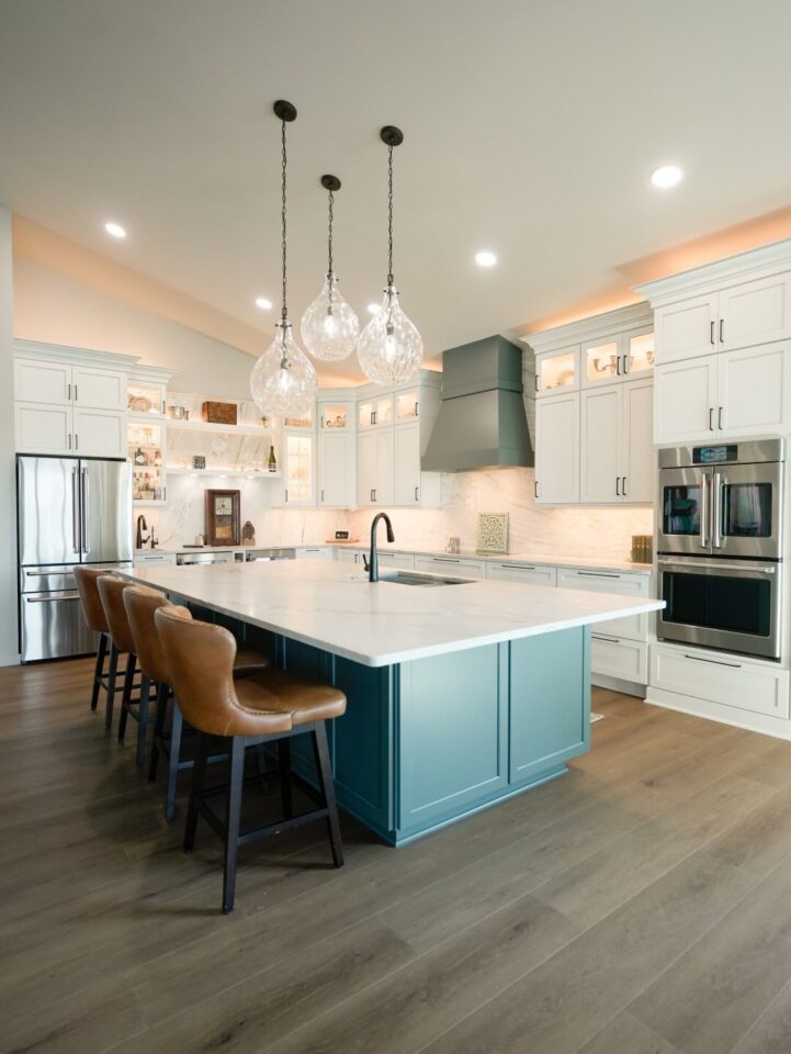 timeless teal contrast kitchen 04
